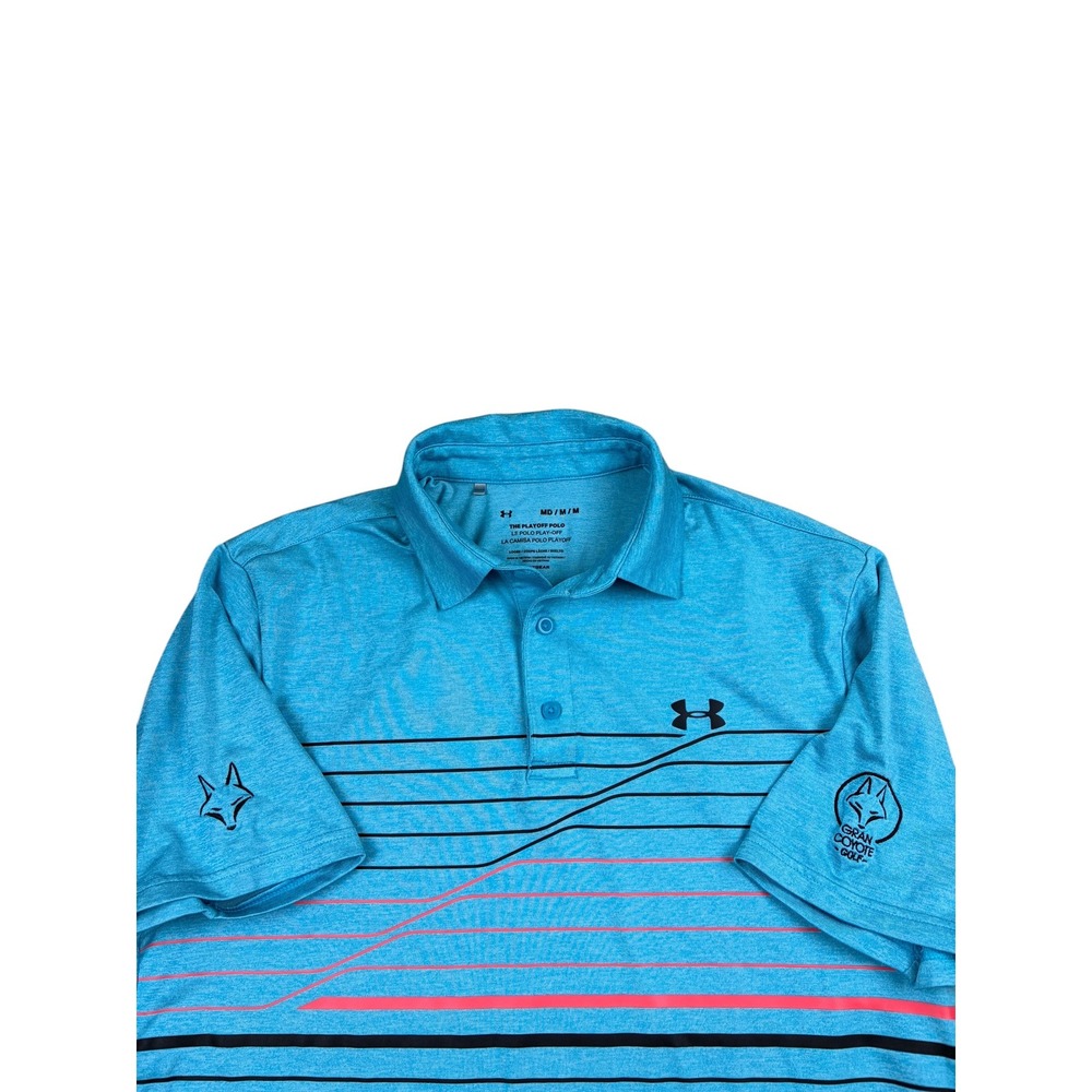 Under Armour Mens Playoff Polo Shirt Blue Gran Coyote Golf club Medium HeatGear